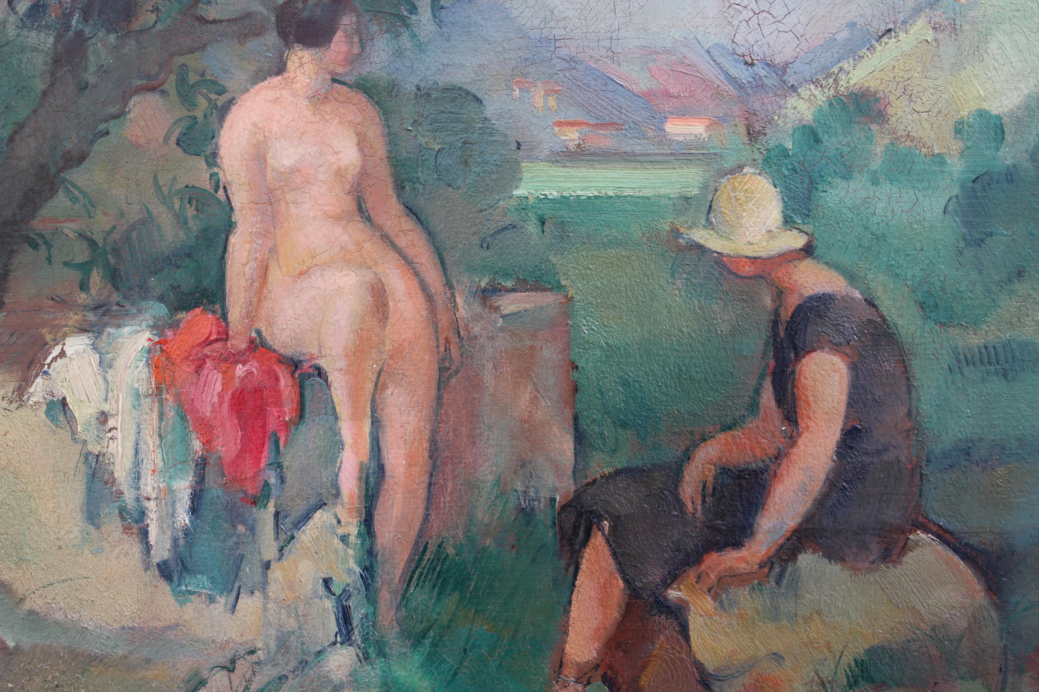 Paisaje con dos bañistas en venta 7