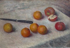 Naranjas y manzanas", Pintura al óleo sobre lienzo Naturaleza muerta