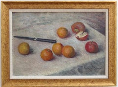 Naranjas y manzanas", Pintura al óleo sobre lienzo Naturaleza muerta