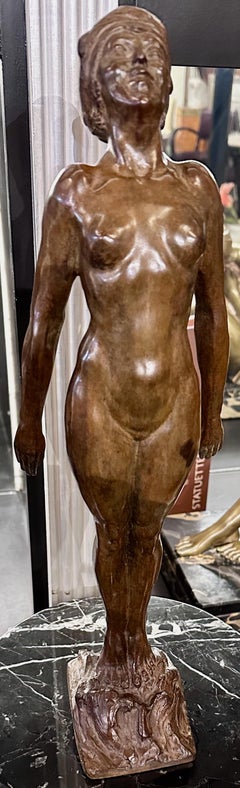 French Art Deco Bathing Nude Female Statue by Guillaume Dumont 1923