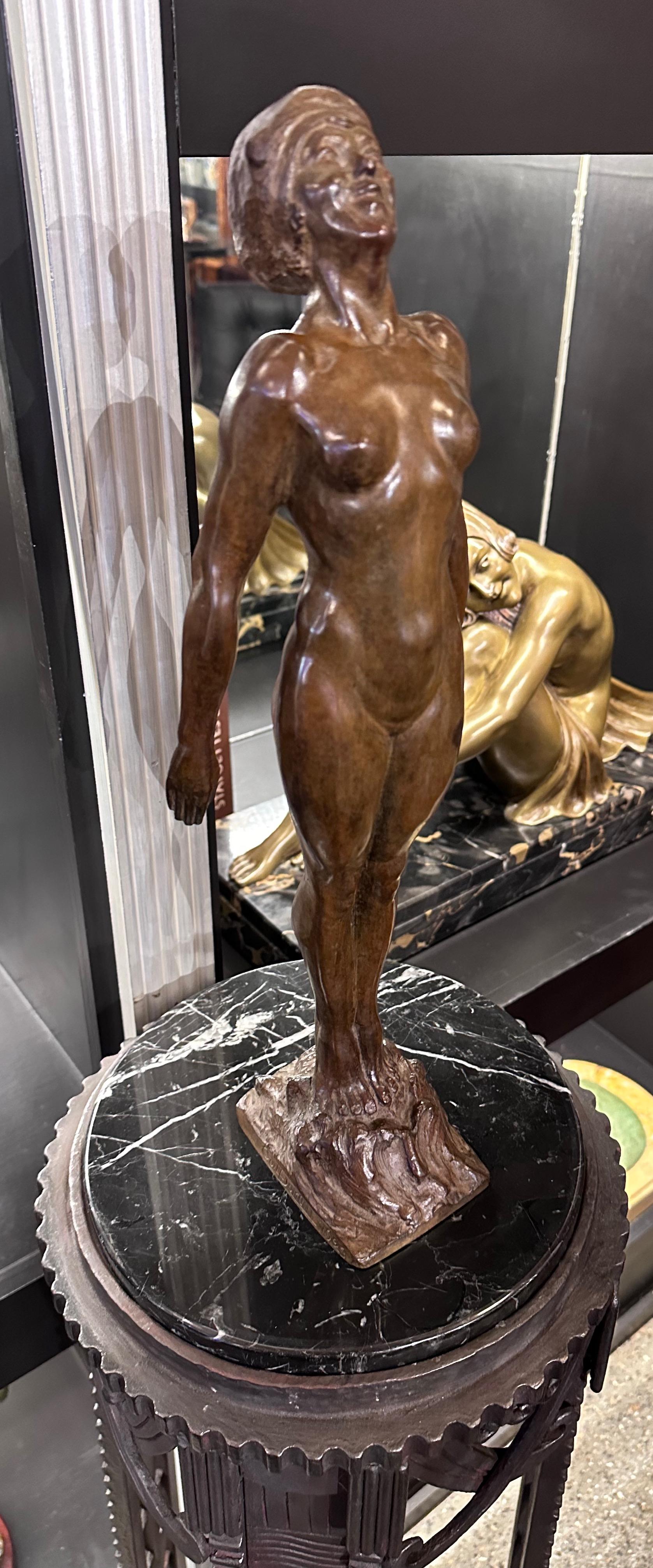French Art Deco Bathing Nude Female Statue by Guillaume Dumont 1923 For Sale 3