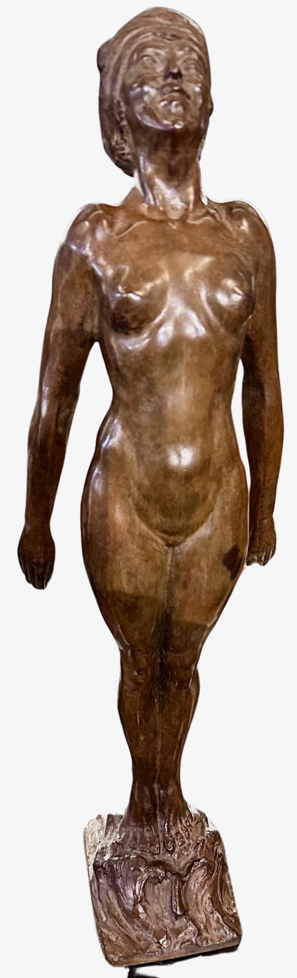 Statue féminine nue se baignant de style Art déco français de Guillaume Dumont 1923