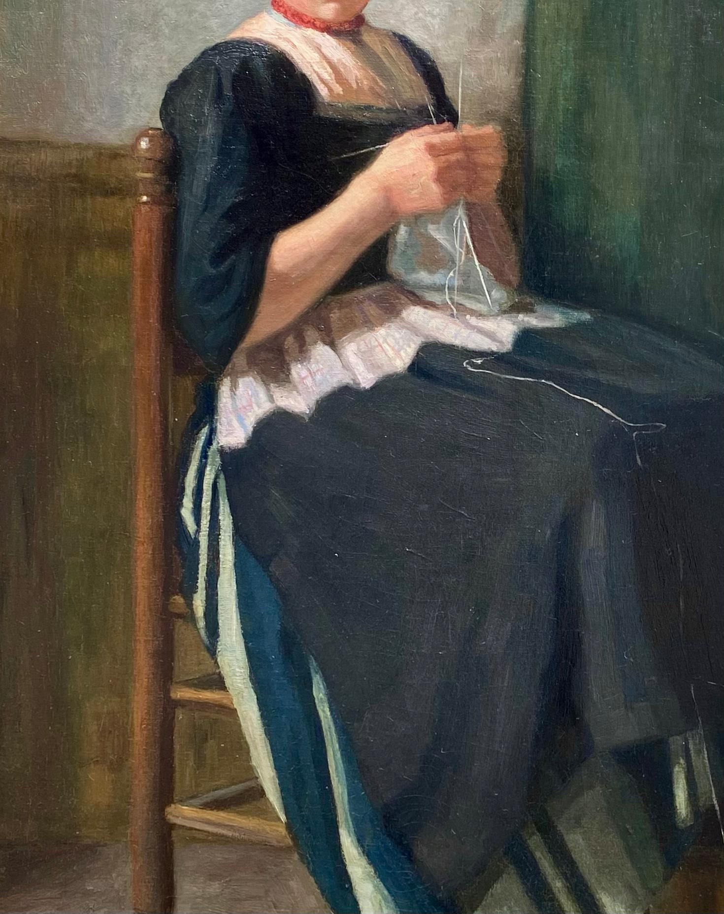 Giovane ragazza che lavora a maglia