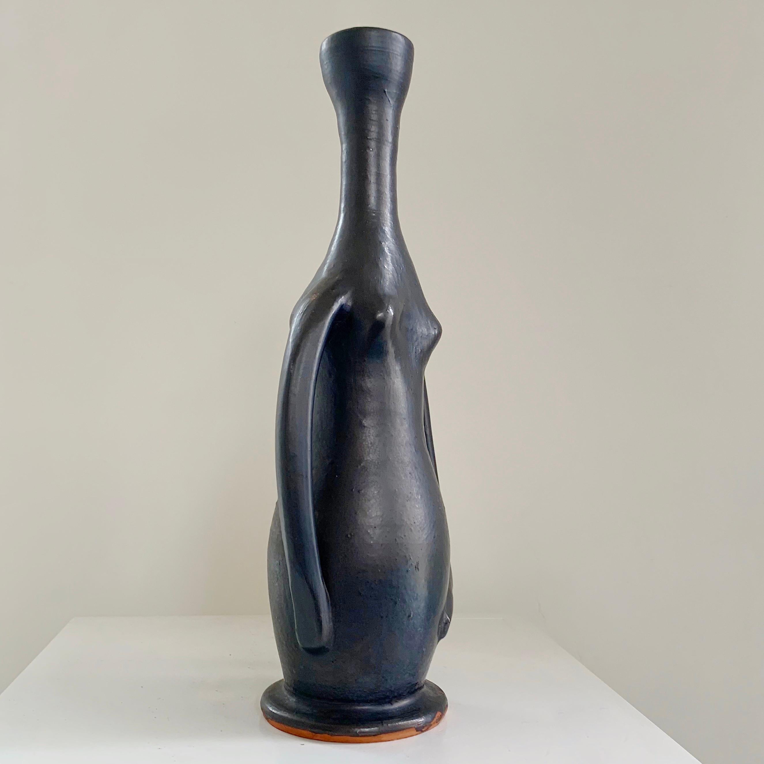 Mid-Century Modern Guillaume Met De Penninghen Antropomorphic Ceramic Vase, circa 1950, France. For Sale