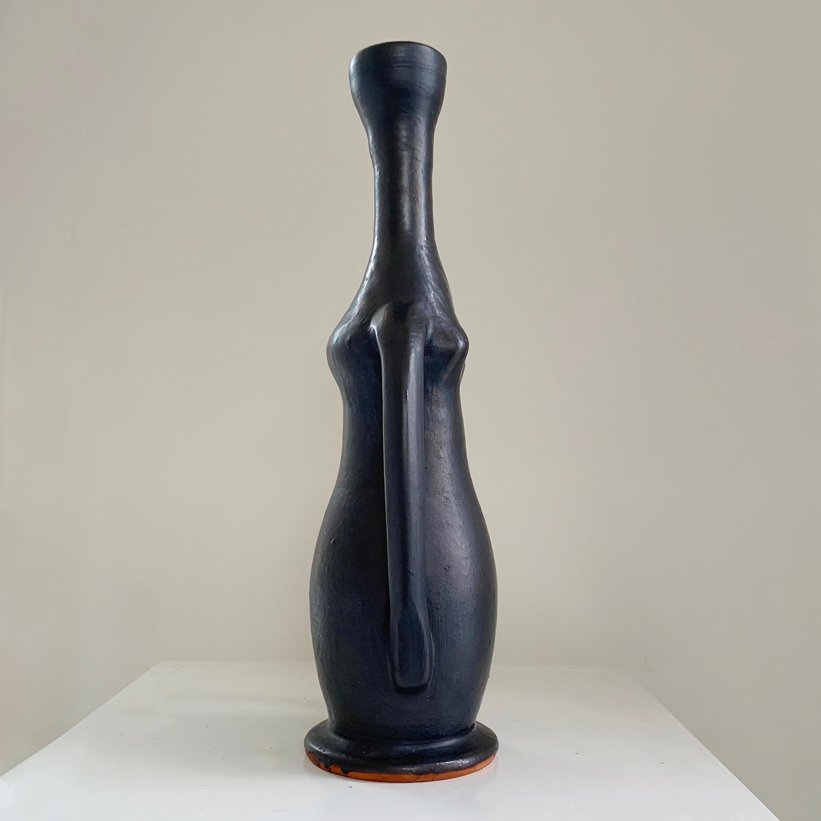French Guillaume Met De Penninghen Antropomorphic Ceramic Vase, circa 1950, France. For Sale