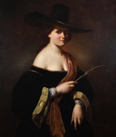 Portrait of a lady oil painting on canvas by Guillaume Van Bomberghen 19Th c.