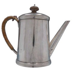 Guillaurme Corne of Paris French Silver Tea Pot with Wood Accents