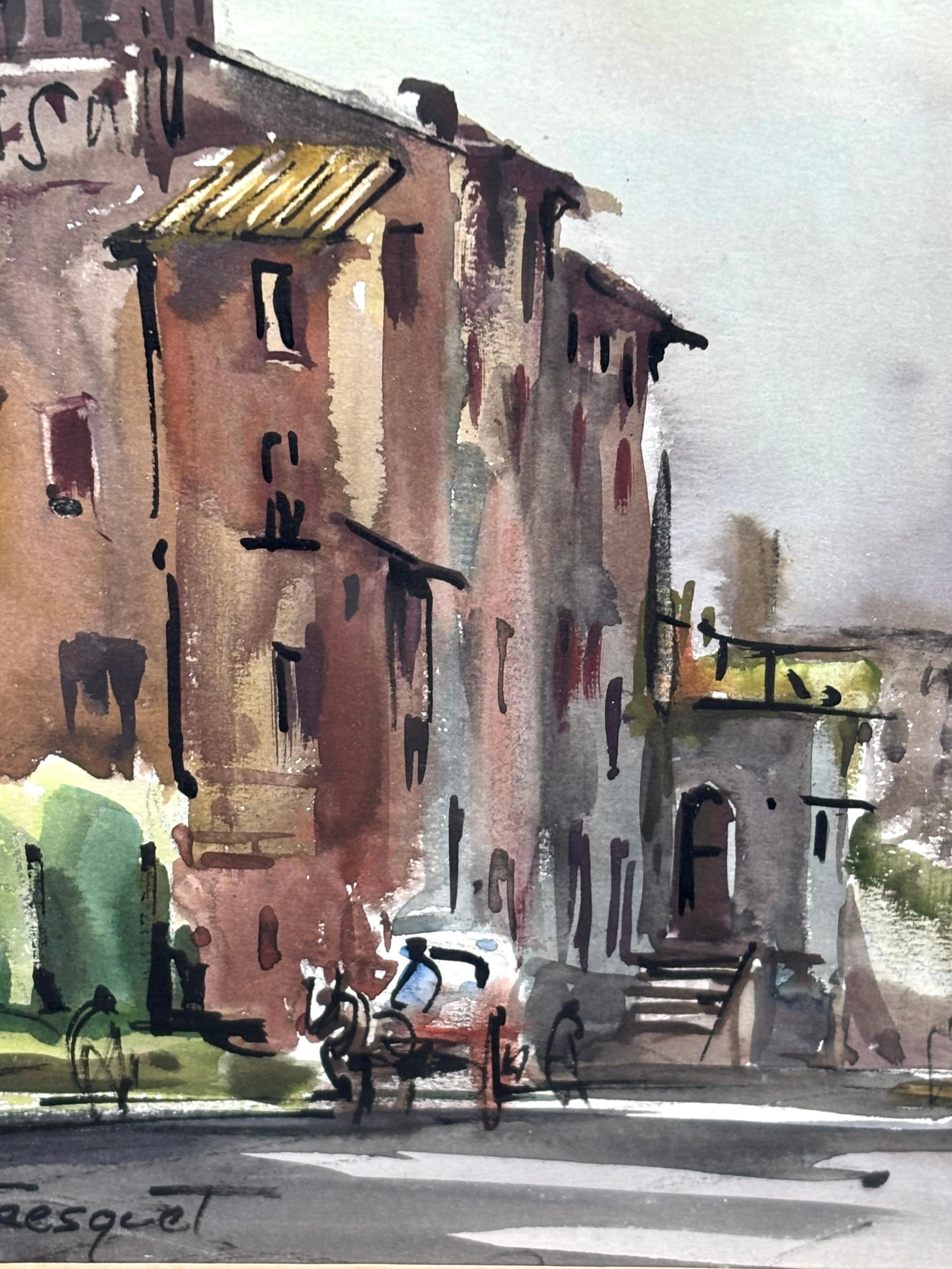 Acuarela original firmada por Guillem Fresquet Bardina, escena urbana con ruinas (Braun), Landscape Painting, von Guillem Fresquet Barcina