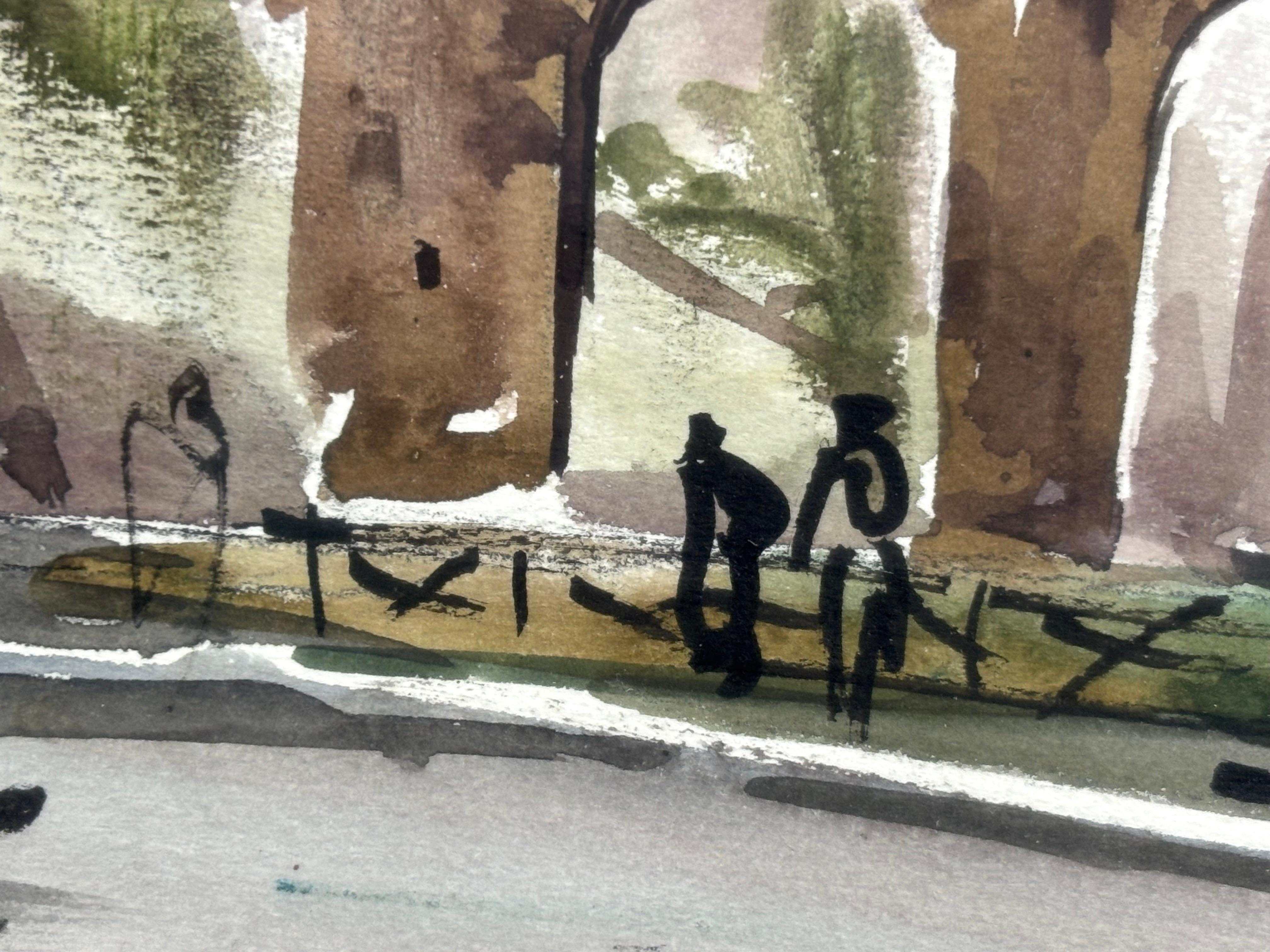 Acuarela original firmada por Guillem Fresquet Bardina, escena urbana con ruinas im Angebot 5
