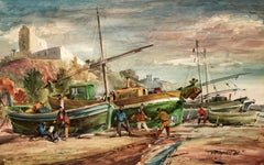 Escena de pesca - Acuarela sobre papel - Año 1965