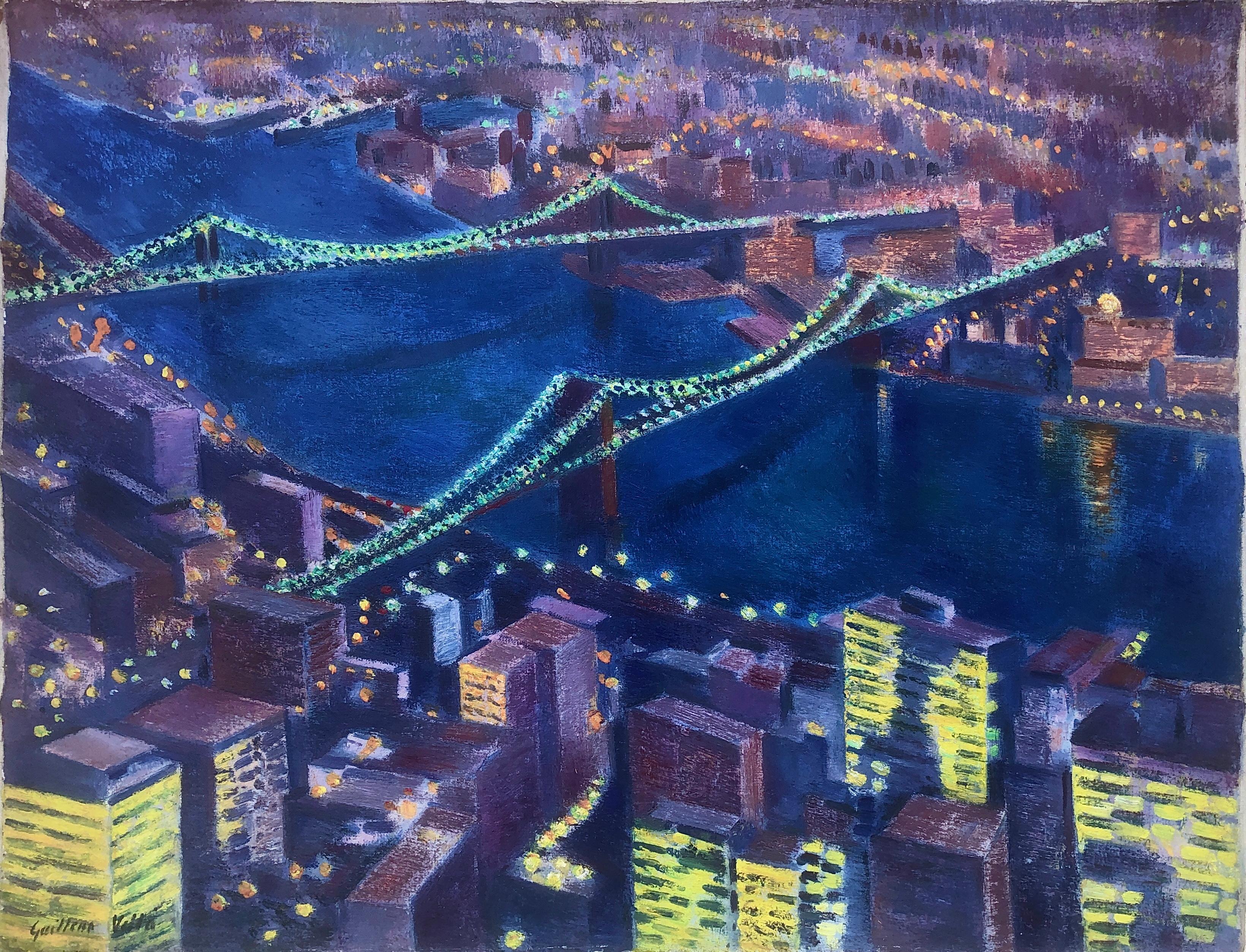 Guillem Villà Bassols Landscape Painting - New York city oil on canvas painting nyc urbanscape