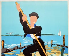 Original Vintage Travel Poster Vendee France Gondola Boat Sailing Atlantic Coast