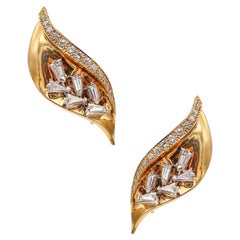 GUILLEMIN & SOULAINE Paris Convertible Earrings In 18Kt Gold Platinum & Diamonds