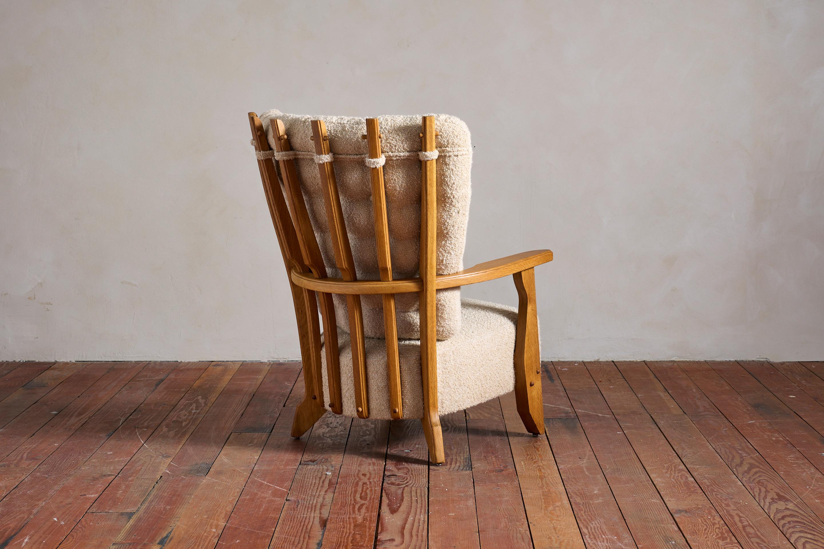 Bouclé Guillereme et Chambron Chair For Sale