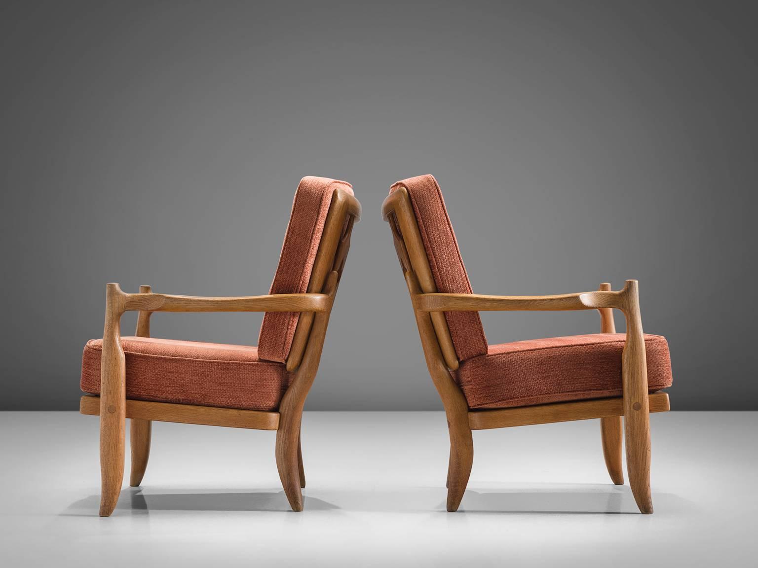 French Guillerme & Chambron Carved Solid Oak Chairs