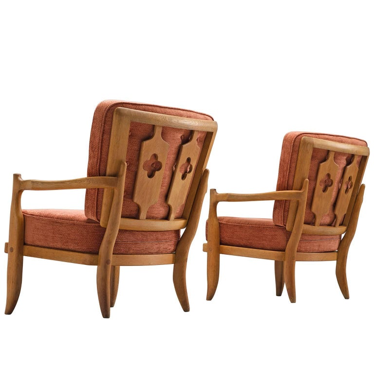 Guillerme and Chambron Carved Solid Oak Chairs For Sale at 1stDibs