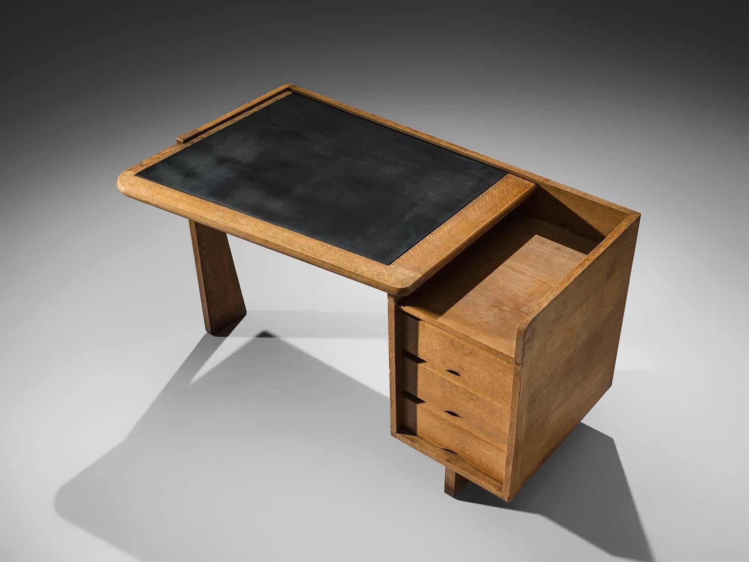 Mid-Century Modern Guillerme & Chambron Oak Freestanding Desk