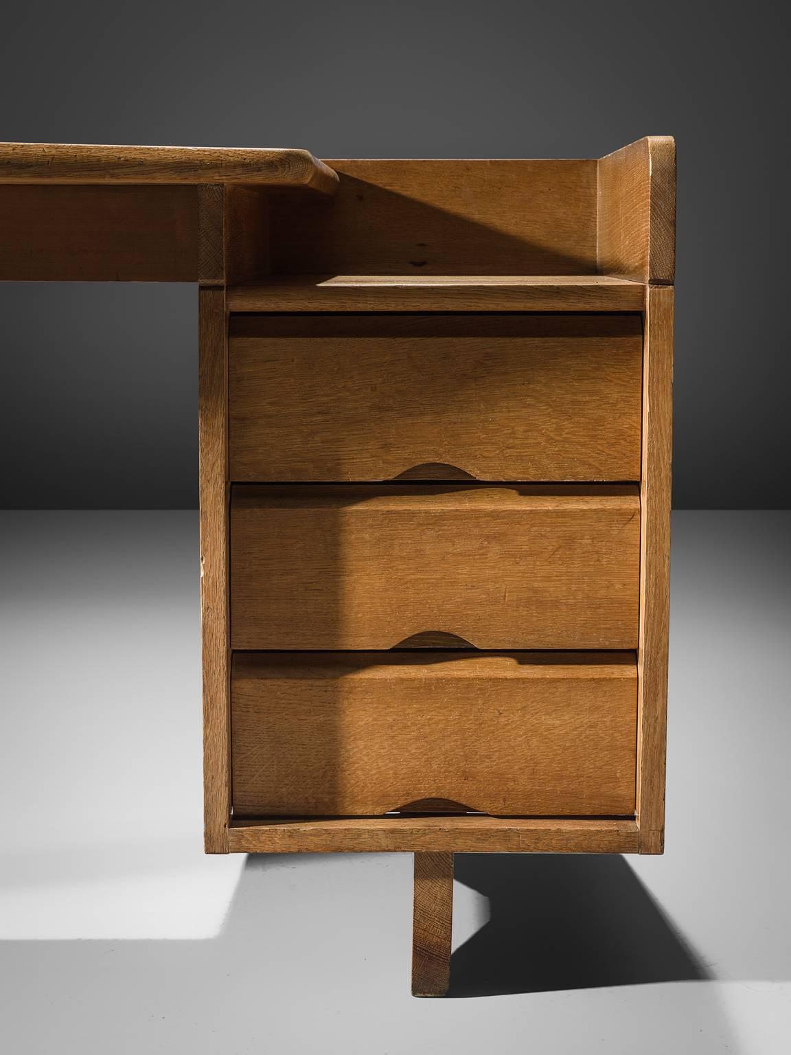 Mid-20th Century Guillerme & Chambron Oak Freestanding Desk