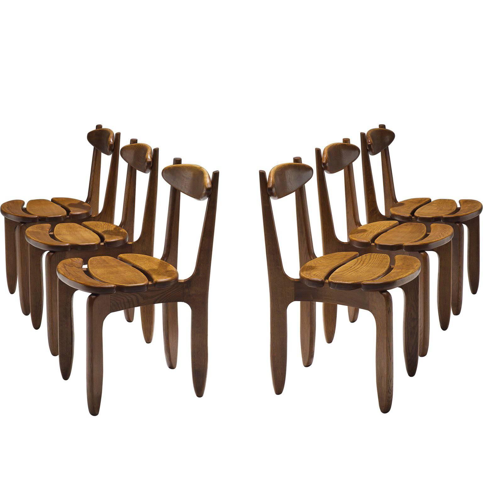 Guillerme and Chambron Patinated Set of Dining Chairs