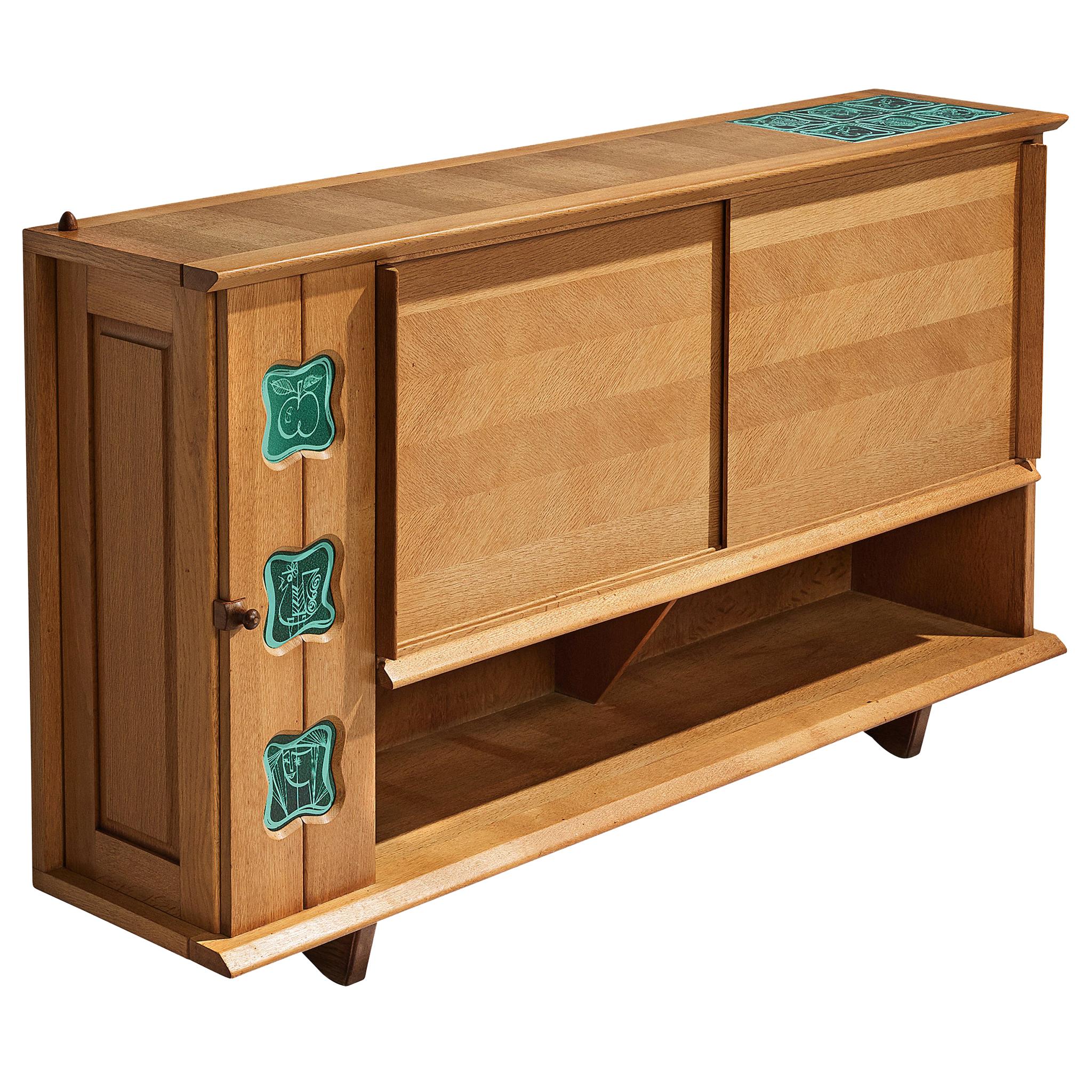 Guillerme and Chambron Buffet in Oak with Ceramic Details