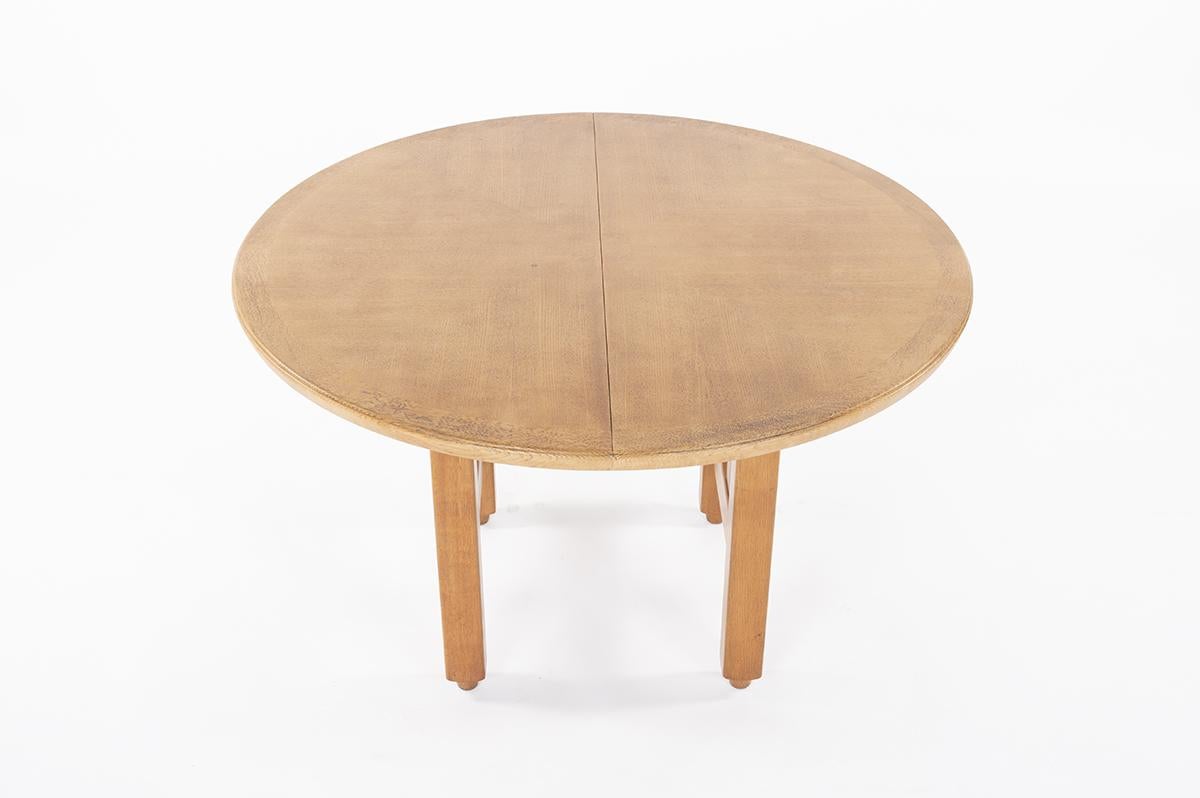 Mid-Century Modern Guillerme and Chambron Center Table in Oak with Extension, 1950