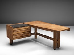 Guillerme and Chambron Corner Desk in Oak and Granite