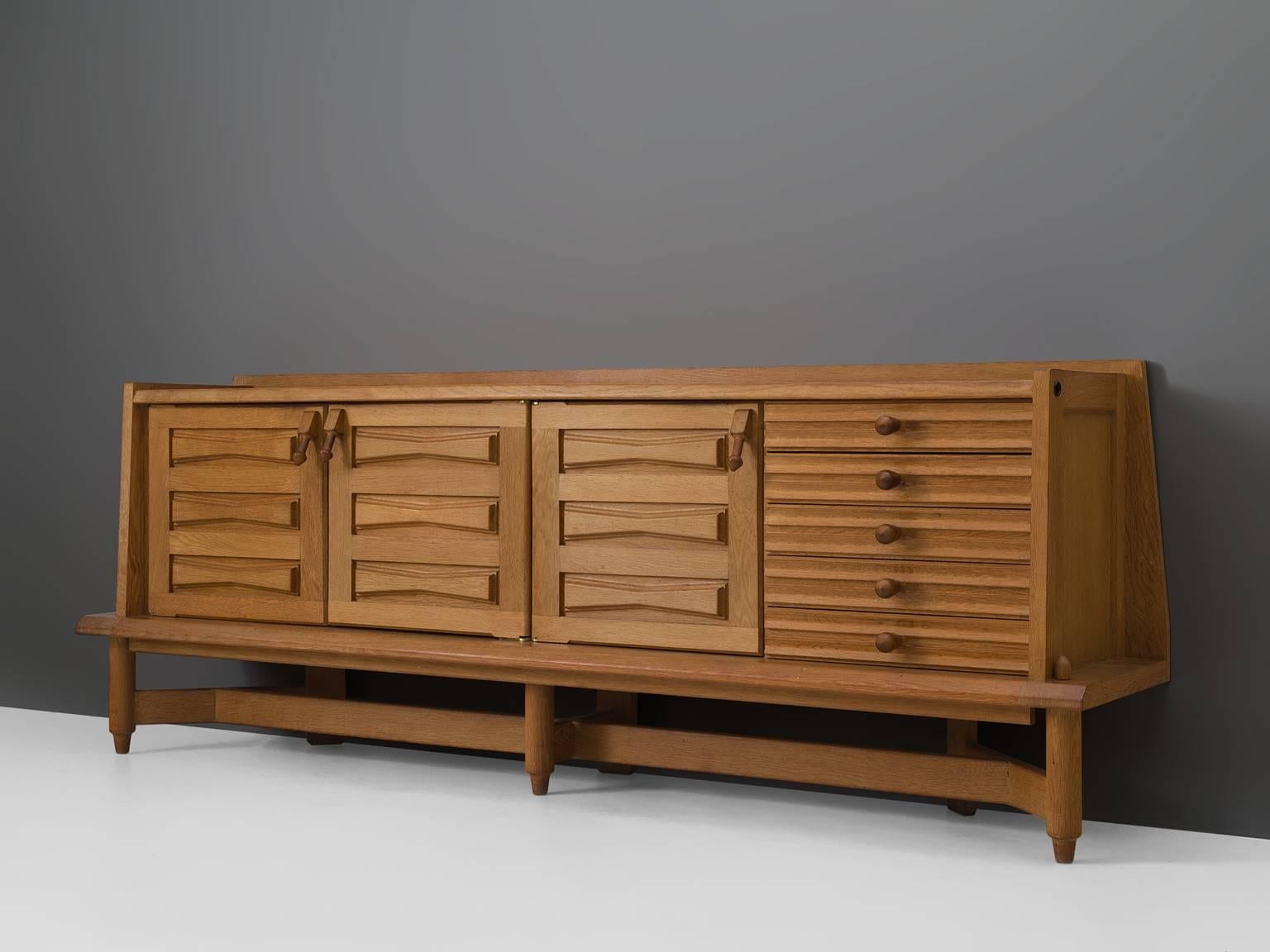 Mid-Century Modern Guillerme and Chambron Credenza in Oak