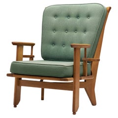 Retro Guillerme and Chambron "Gentleman" Chair in Light Oak, France 1970s