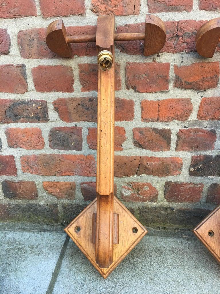 Francese Coppia di applique Guillerme e Chambron in Oak, 