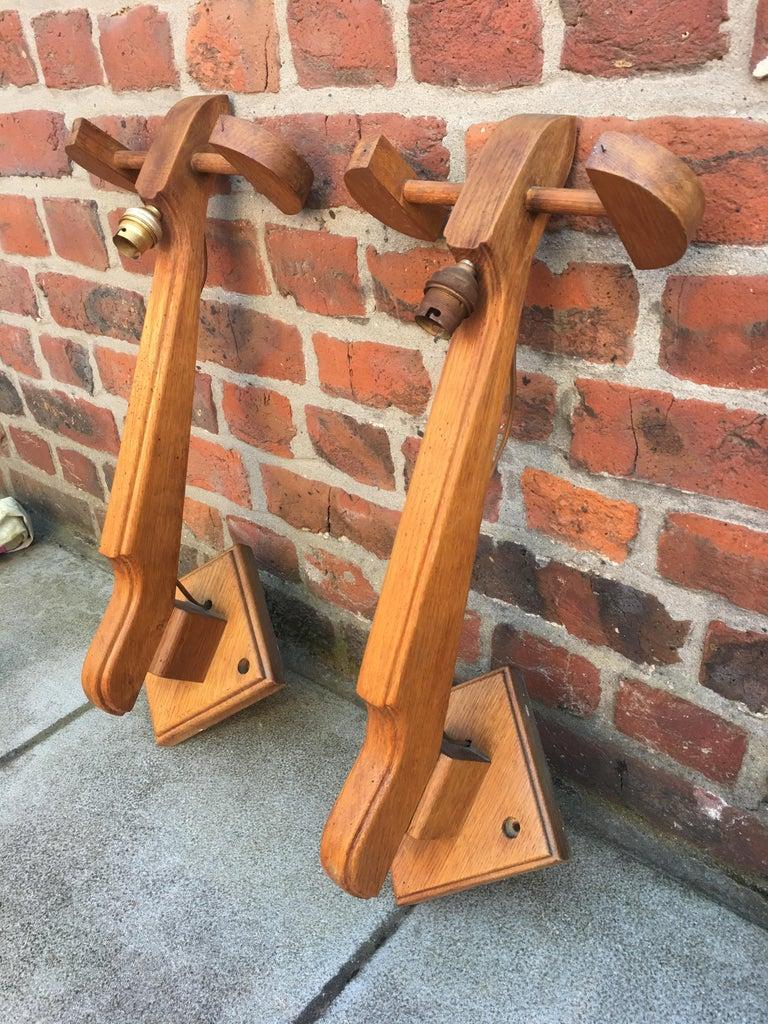 Coppia di applique Guillerme e Chambron in Oak, 