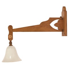 Guillerme and Chambron Large Wall Light in Oak, " Edition Votre Maison"