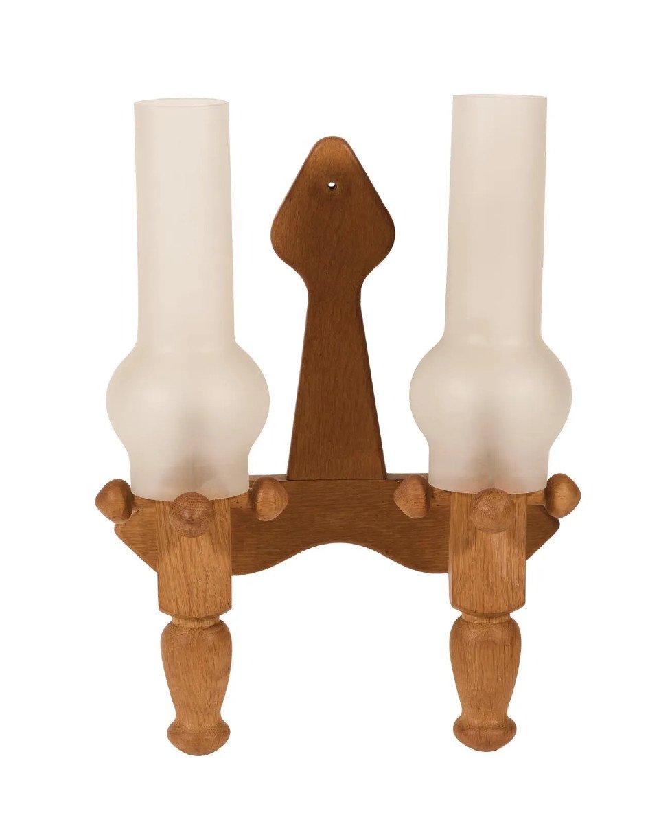 Mid-Century moderno Grande applique in Oak di Guillerme e Chambron, 