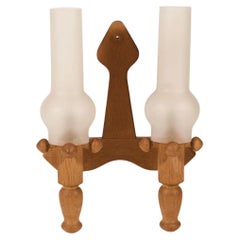 Guillerme and Chambron Large Wall Light in Oak, " Votre Maison" circa 1970