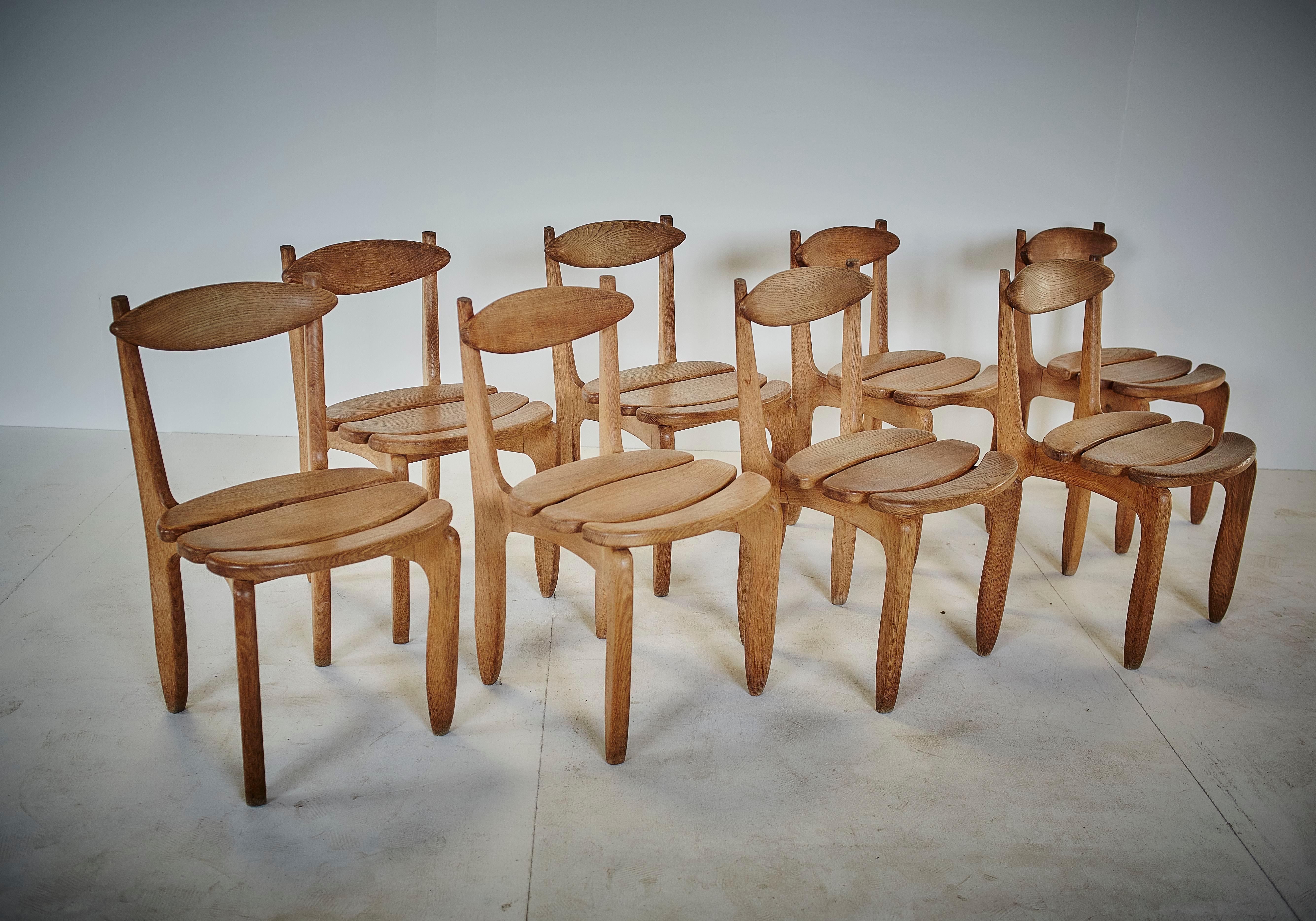 Guillerme and Chambron Midcentury Solid Oak Chairs for Votre Maison, France 1960 In Good Condition In Milan, IT