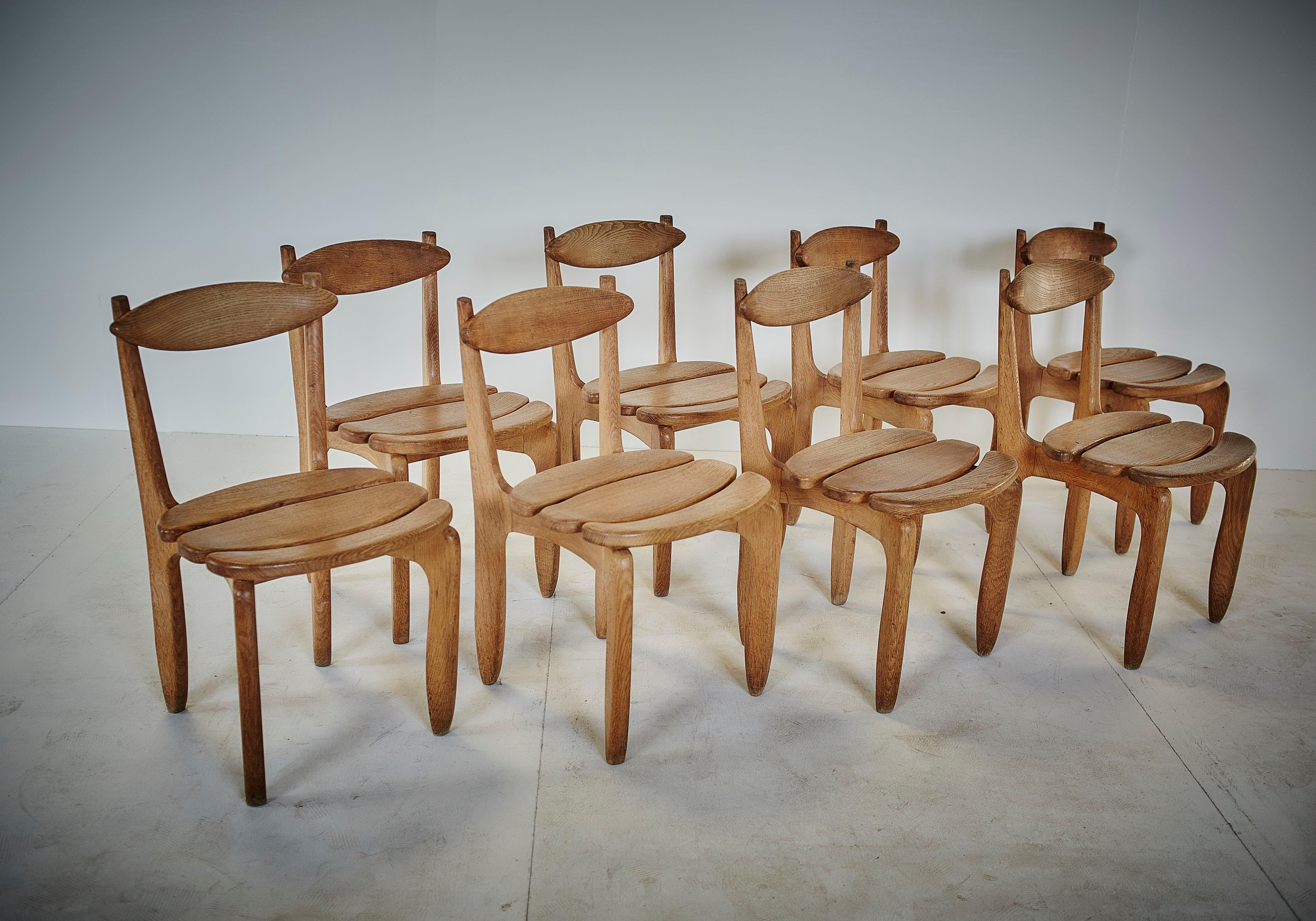 Guillerme and Chambron Midcentury Solid Oak Chairs for Votre Maison, France 1960 In Good Condition In Milan, IT