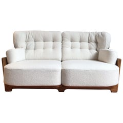 Guillerme and Chambron Midcentury Solid Oak Sofa for Votre Maison, circa 1960