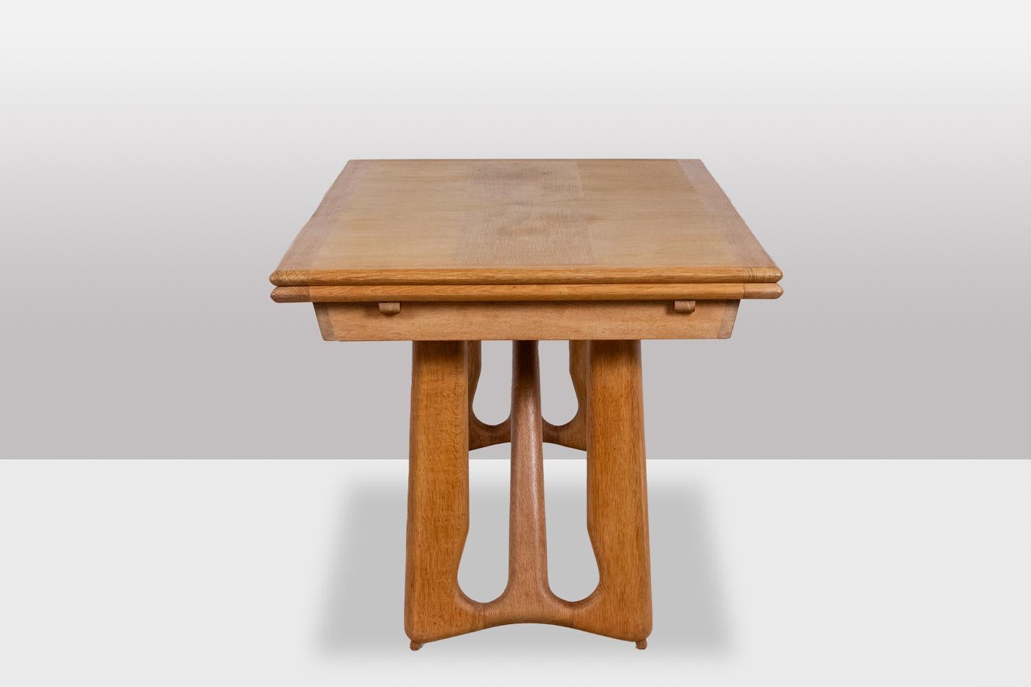 20th Century Guillerme and Chambron. Natural oak table. 1970s. For Sale