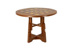 Guillerme and Chambron. Oak and ceramic pedestal table. 1970s-80s