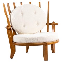 Guillerme and Chambron, Oak Armchair, 1950s Vintage Guillerme and Chambron, Oak Armchair, 1950s