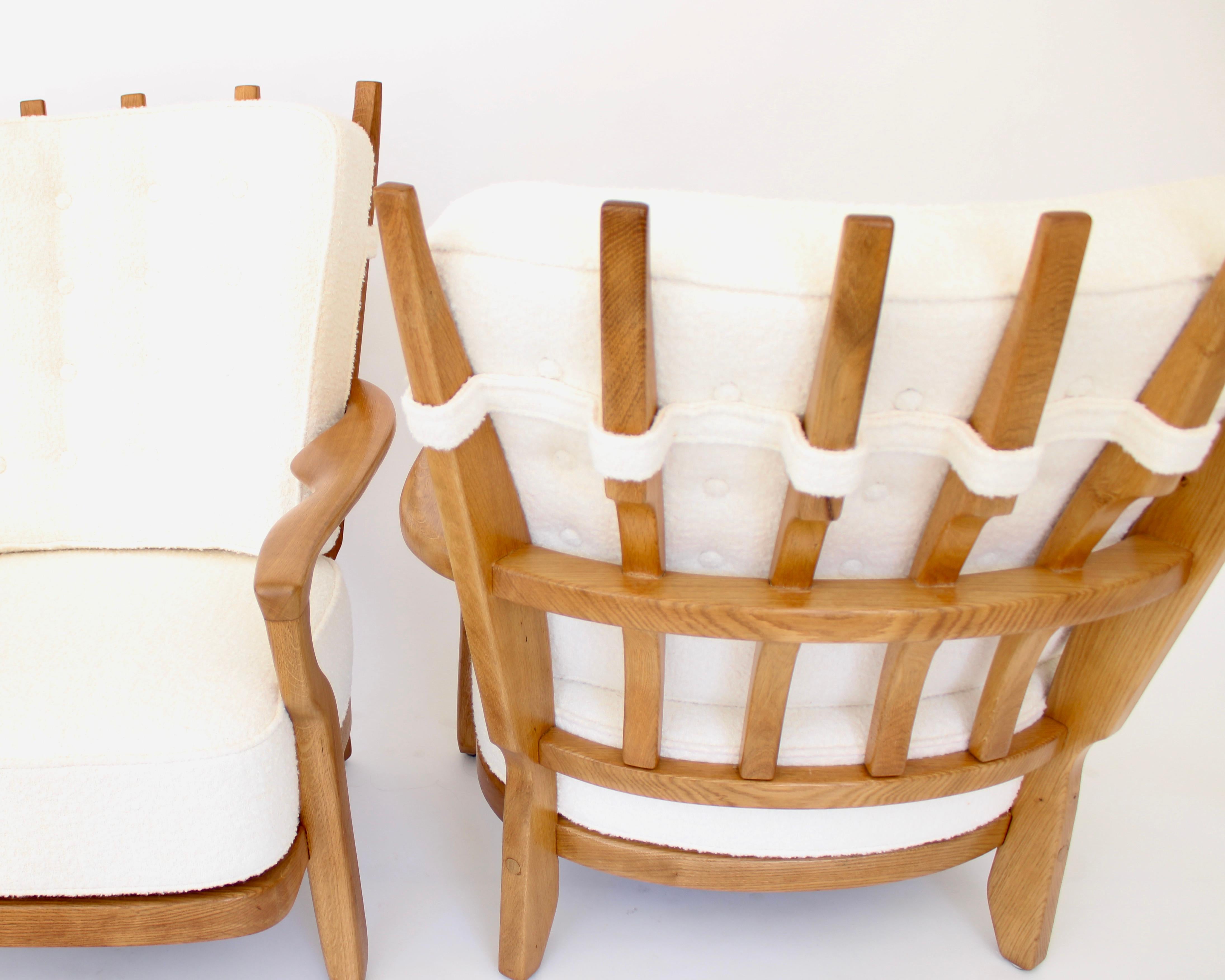 Guillerme and Chambron Pair of Oak Model Juliette Lounge Chairs for Votre Maison 3