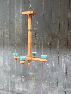 Guillerme and Chambron Pendelleuchte aus Eiche und Keramik , Edition Votre Maison