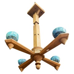 Guillerme and Chambron Pendant in Oak and ceramic , Edition Votre Maison