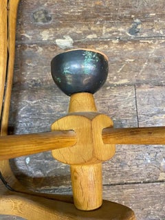 Guillerme and Chambron Pendant in Oak and Opaline Glass, Edition Votre Maison