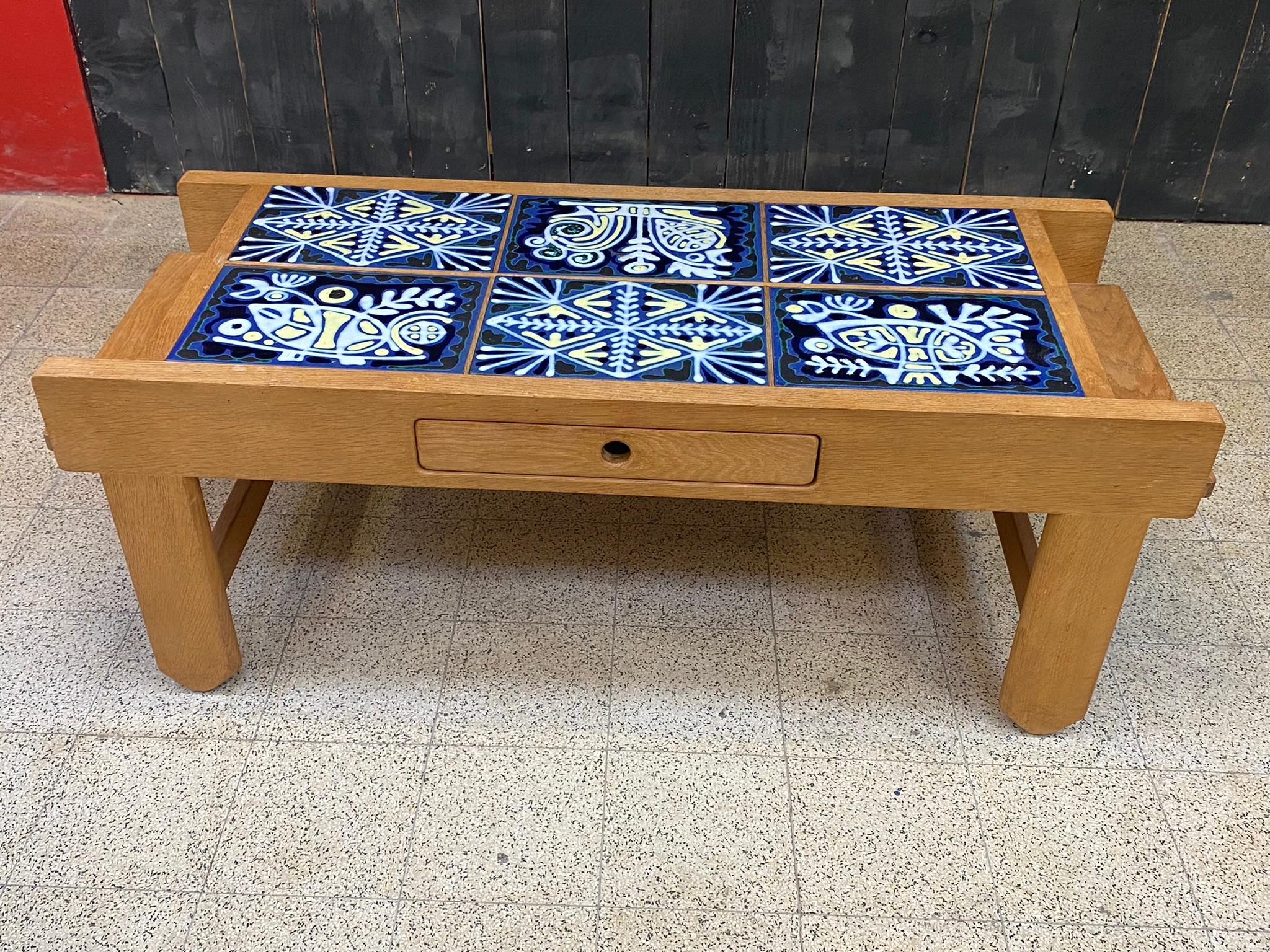 Enameled Guillerme and Chambron, Rare Coffee Table, Edition 