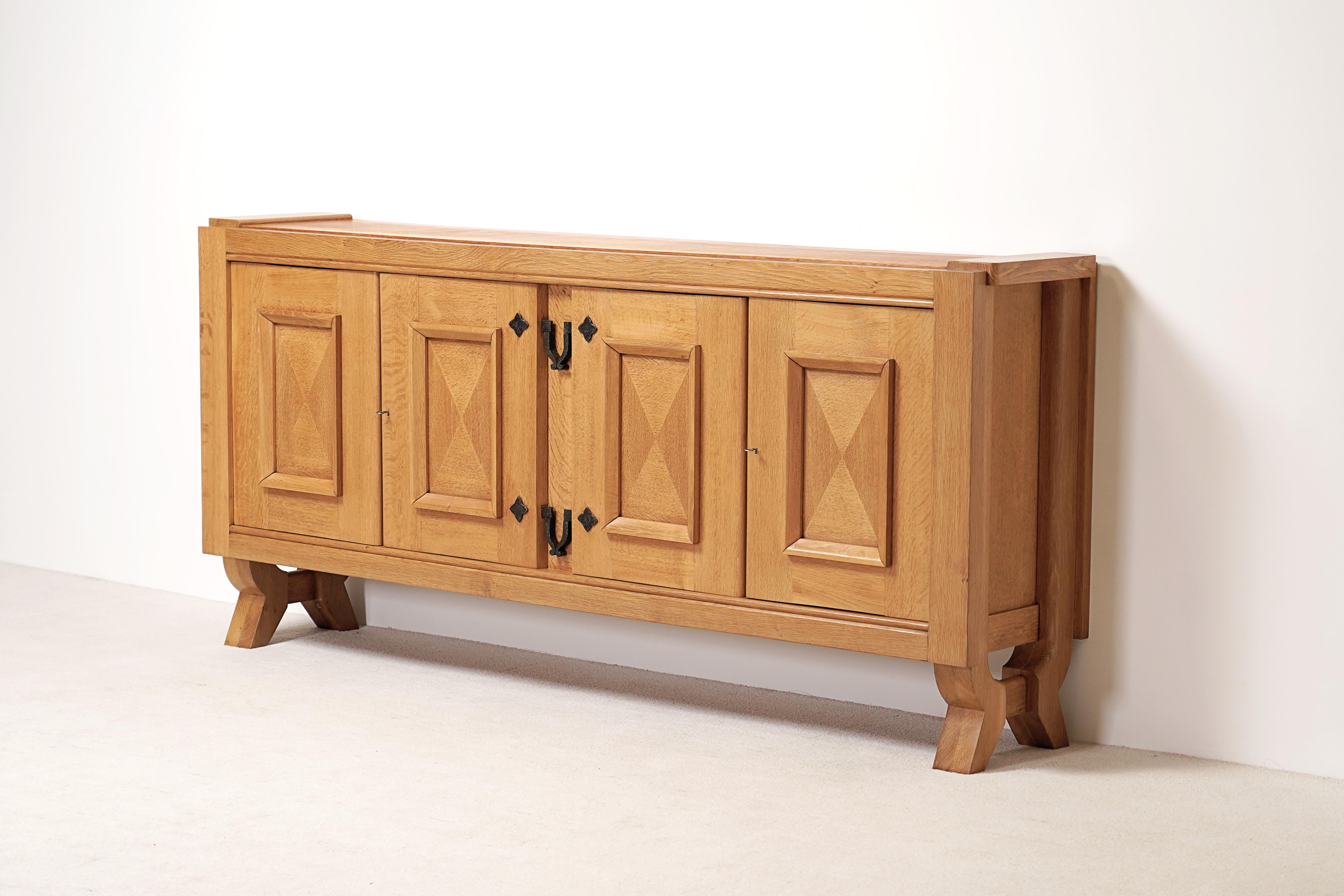 Mid-Century Modern Guillerme and Chambron, Rare Early Period Sideboard for Votre Maison