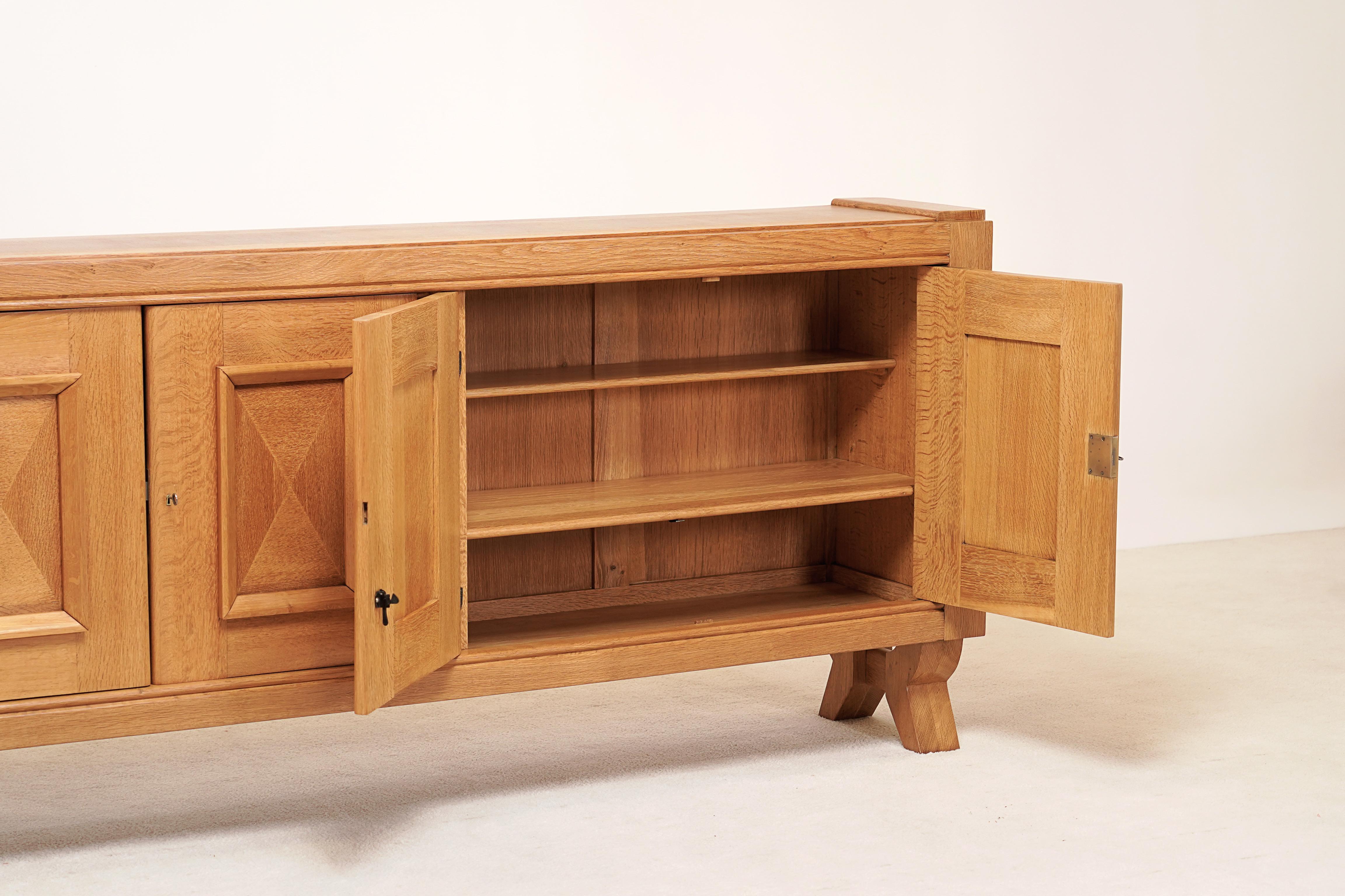 Mid-20th Century Guillerme and Chambron, Rare Early Period Sideboard for Votre Maison