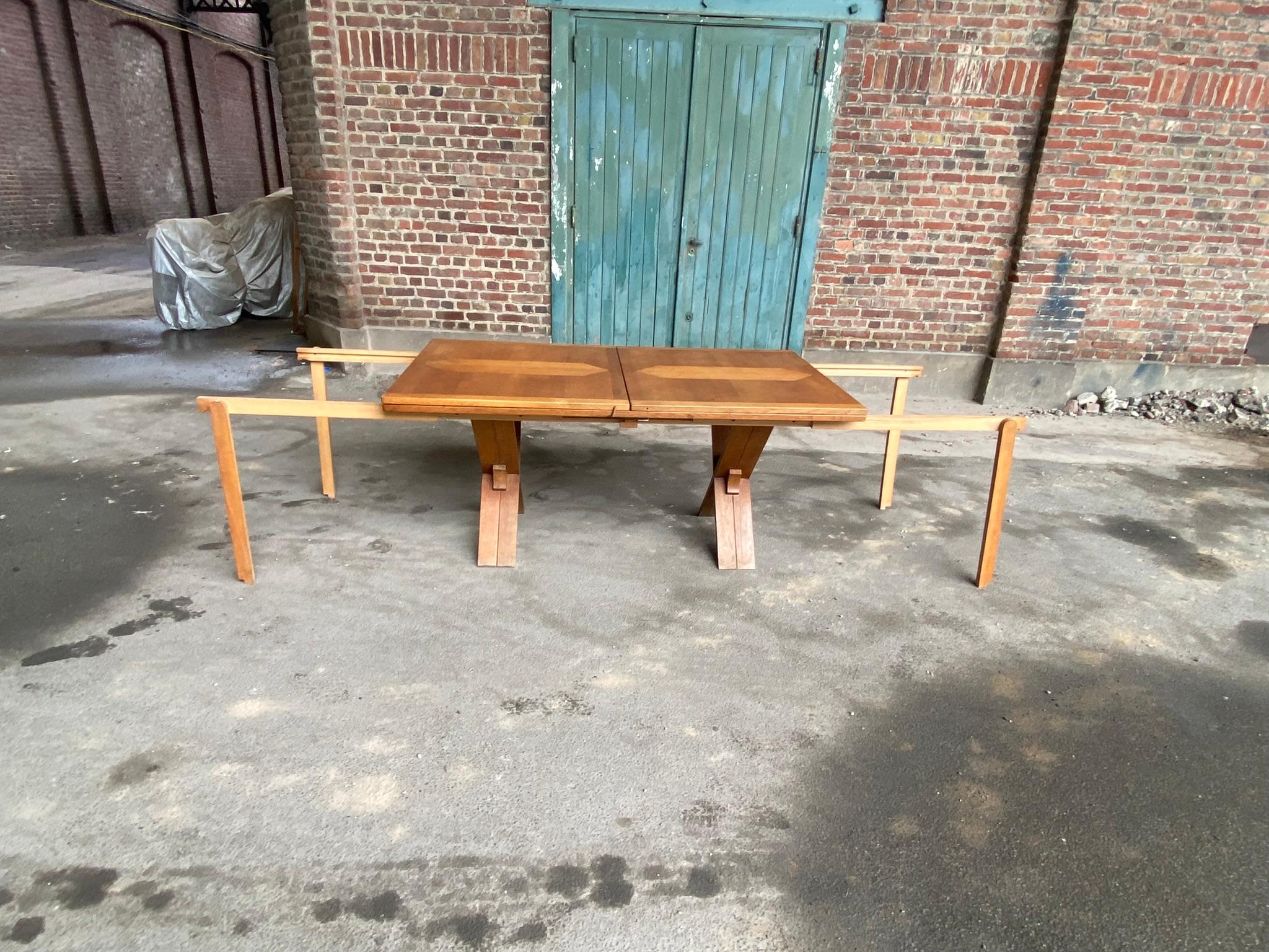 Guillerme et Chambron, rare table en Oak, Edition Votre Maison circa 1950/1960 en vente 3
