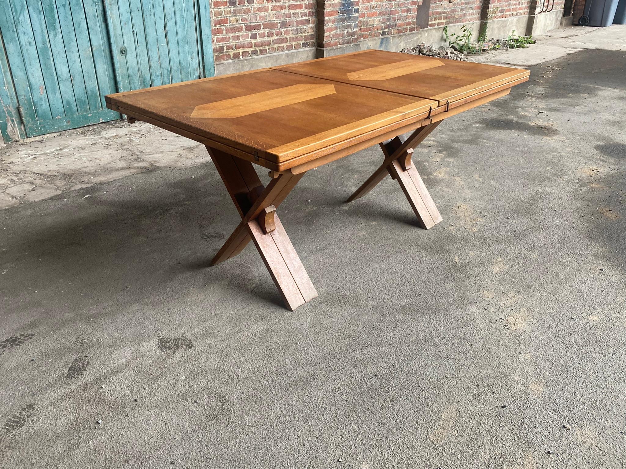 Mid-Century Modern Guillerme et Chambron, rare table en Oak, Edition Votre Maison circa 1950/1960 en vente