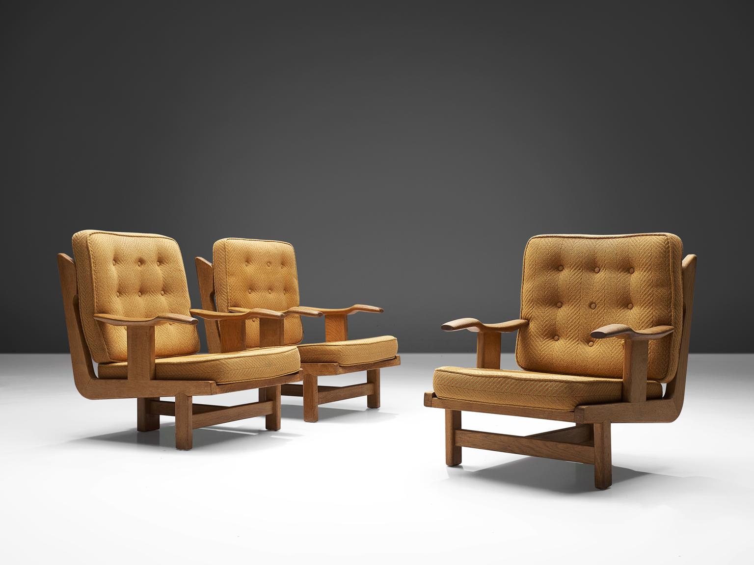 Mid-Century Modern Guillerme and Chambron Sculptural Oak Chairs
