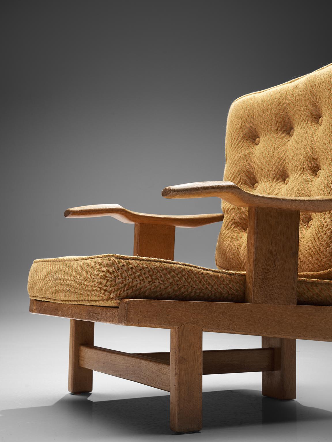 Fabric Guillerme and Chambron Sculptural Oak Chairs